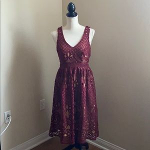 Burgundy knit midi dress